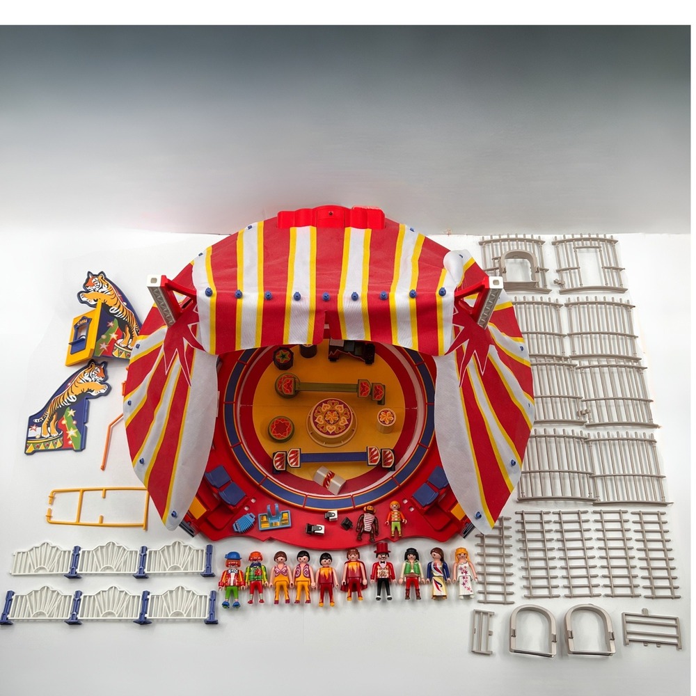 Playmobil Circus Set 4230 Partial Build Tent Figures Fencing Cage Accessories